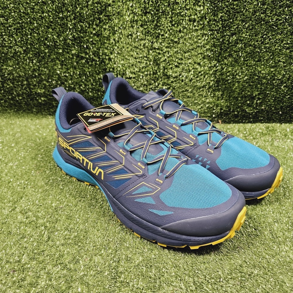 La Sportiva Jackal GTX‎ Blue Yellow Athletic Trail Running Sneakers Mens US 14.5